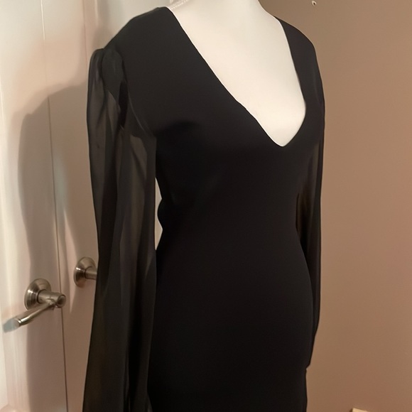 NWT Sachin & Babi Black And White Knit Dress Sheet Bishop Sleeve Small Silk - Picture 4 of 9